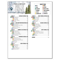 National Parks of North America homeschool unit study printed student workbook table of contents for upper elementary with Teacher's Guide  part two
