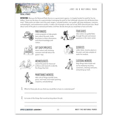 National Parks of North America homeschool unit study printed student workbook for upper elementary with Teacher's Guide  lesson one