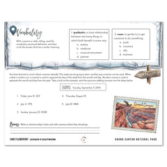 National Parks of North America homeschool unit study printed student seatwork journal in manuscript for Early Elementary lesson one