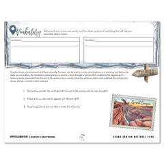 National Parks of North America homeschool unit study printed student seatwork journal in manuscript for Upper Elementary lesson one