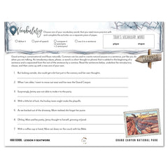 National Parks of North America homeschool unit study printed student seatwork journal in manuscript for High School lesson one