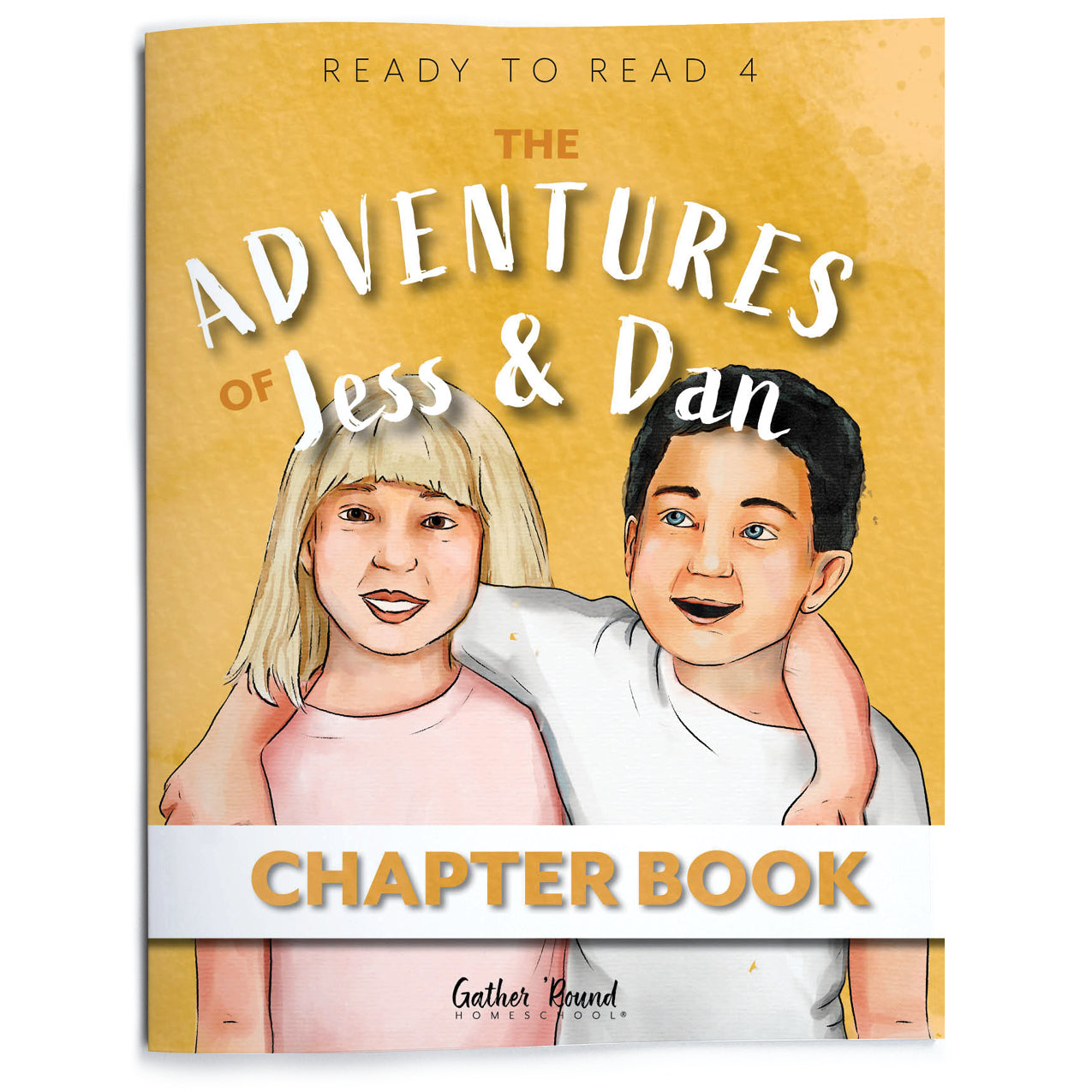 Book cover of 'The Adventures of Jess & Dan' with illustrations of two children on a yellow background.