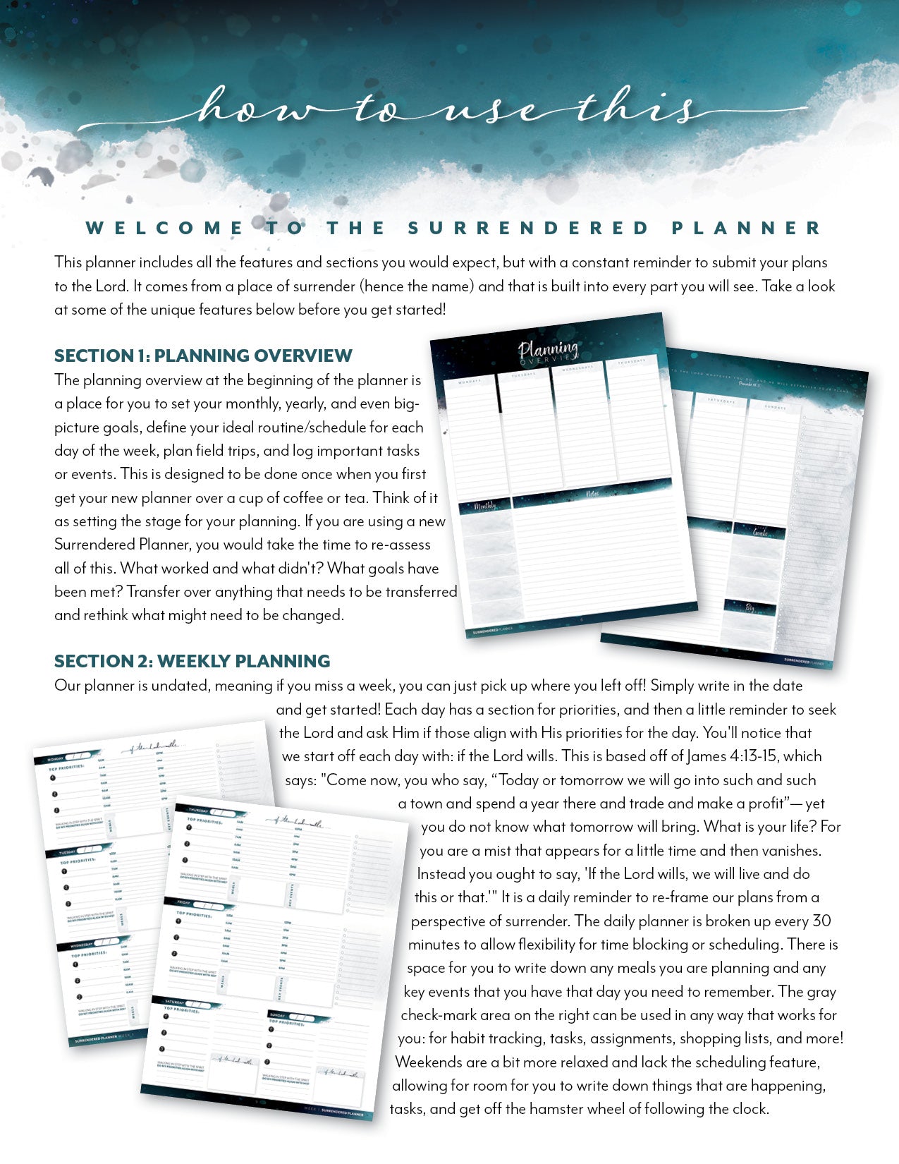 Surrendered 6 month Undated Planner (Printed)