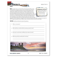 Vikings Homeschool Unit Study Printed Upper Elementary Student Book Lesson 2 Monasteries
