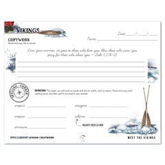Vikings Homeschool Unit Study Printed Seatwork Journal Manuscript Upper Elementary Copywork and Spelling