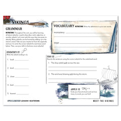Vikings Homeschool Unit Study Printed Seatwork Journal Cursive Upper Elementary Lesson Grammar and Vocabulary