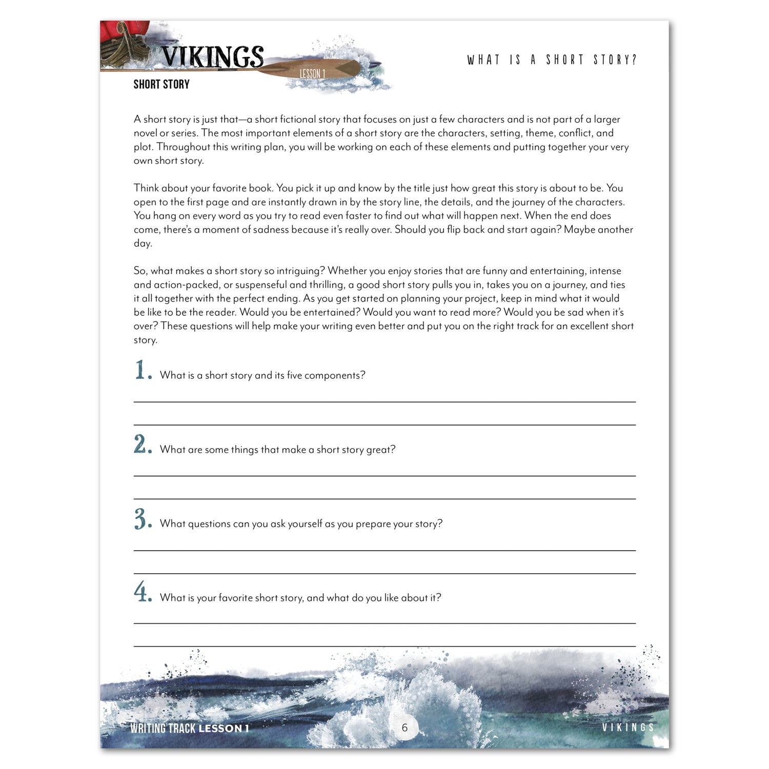 Vikings Homeschool Unit Study Digital Short Story Writing Track Lesson 1 What is a short story?
