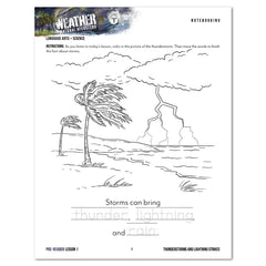 Weather + Natural Disasters Homeschool Unit Study Digital Pre-Reader Student Book Lesson 1 Thunderstorms and Lighting Strikes