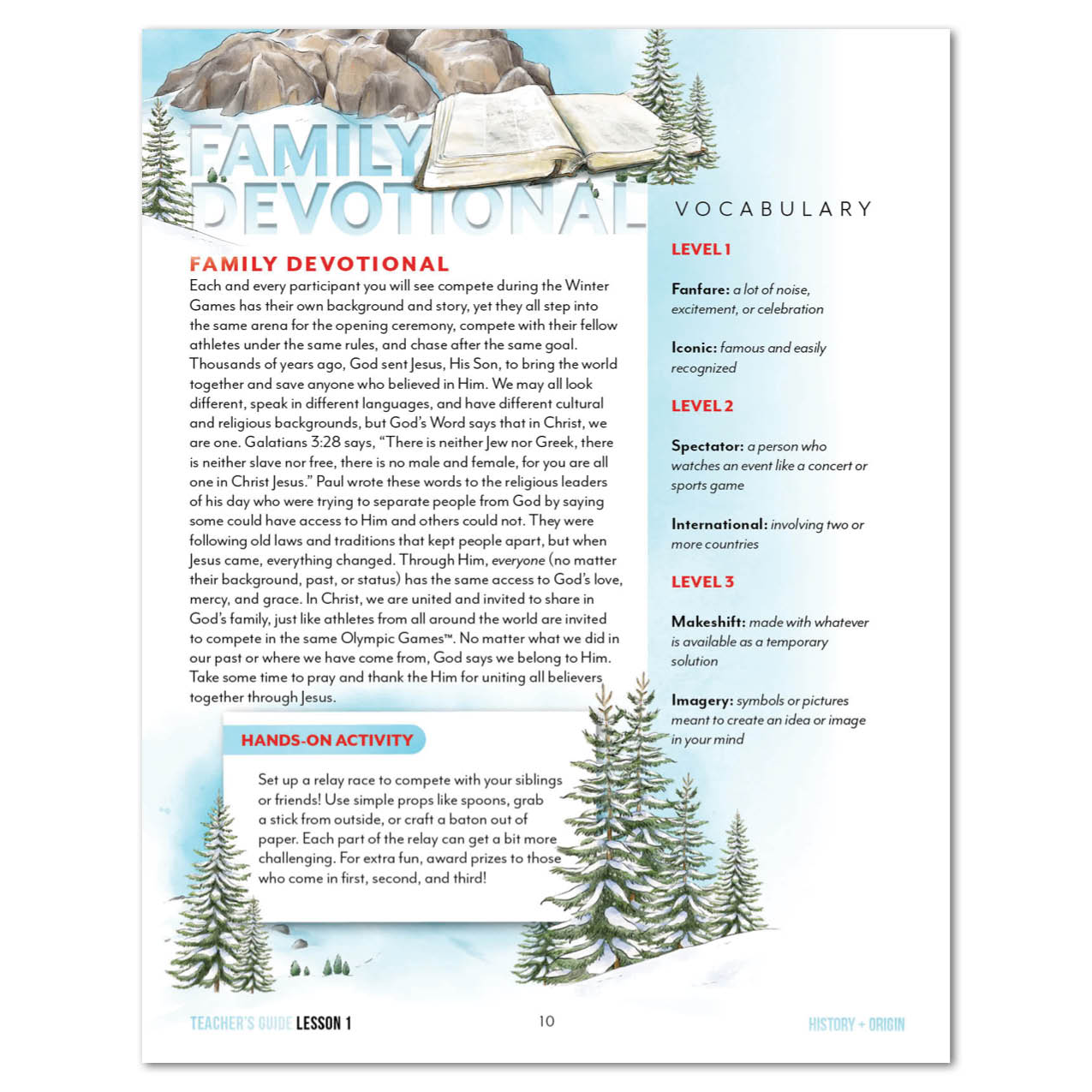 Winter Games Homeschool Unit Study Printed Teacher's Guide Lesson 1 History and Origin Part 2