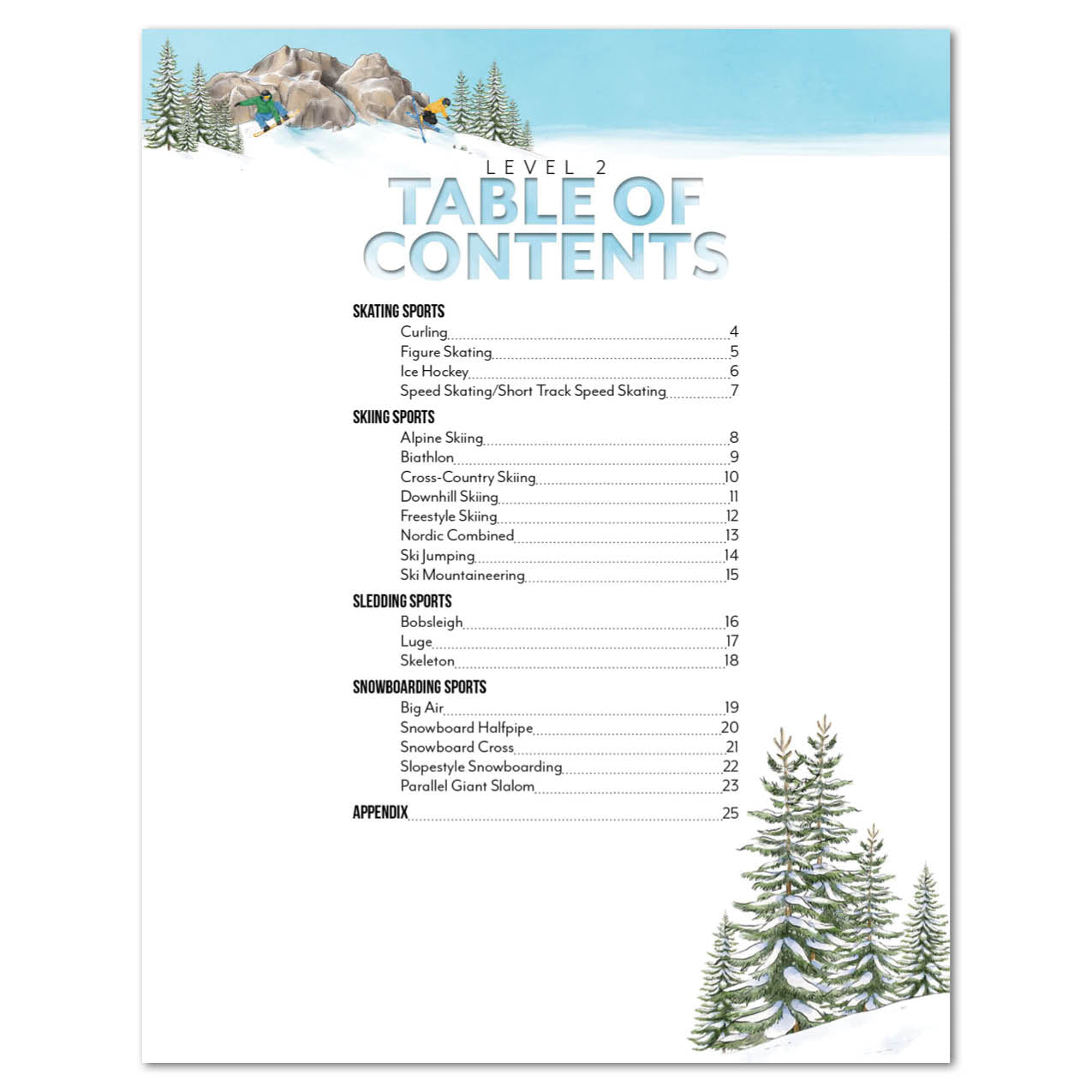 Winter Games Homeschool Unit Study Printed Level 2 Student Book Table of Contents