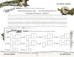Dinosaurs Homeschool Unit Study Printed Seatwork Journal Manuscript Eary Reader Lesson 1 Copywork and Spelling