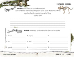 Dinosaurs Homeschool Unit Study Printed Seatwork Journal Manuscript Middle School Lesson 11 Copywork and Spelling