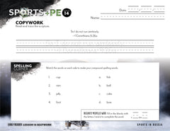 Sports + PE homeschool unit study, digital student seatwork journal in manuscript for Early Reader worksheet