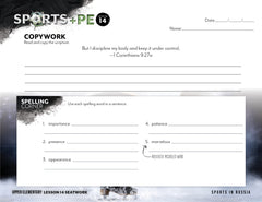 Sports + PE homeschool unit study, digital student seatwork journal in manuscript for Upper Elementary worksheet
