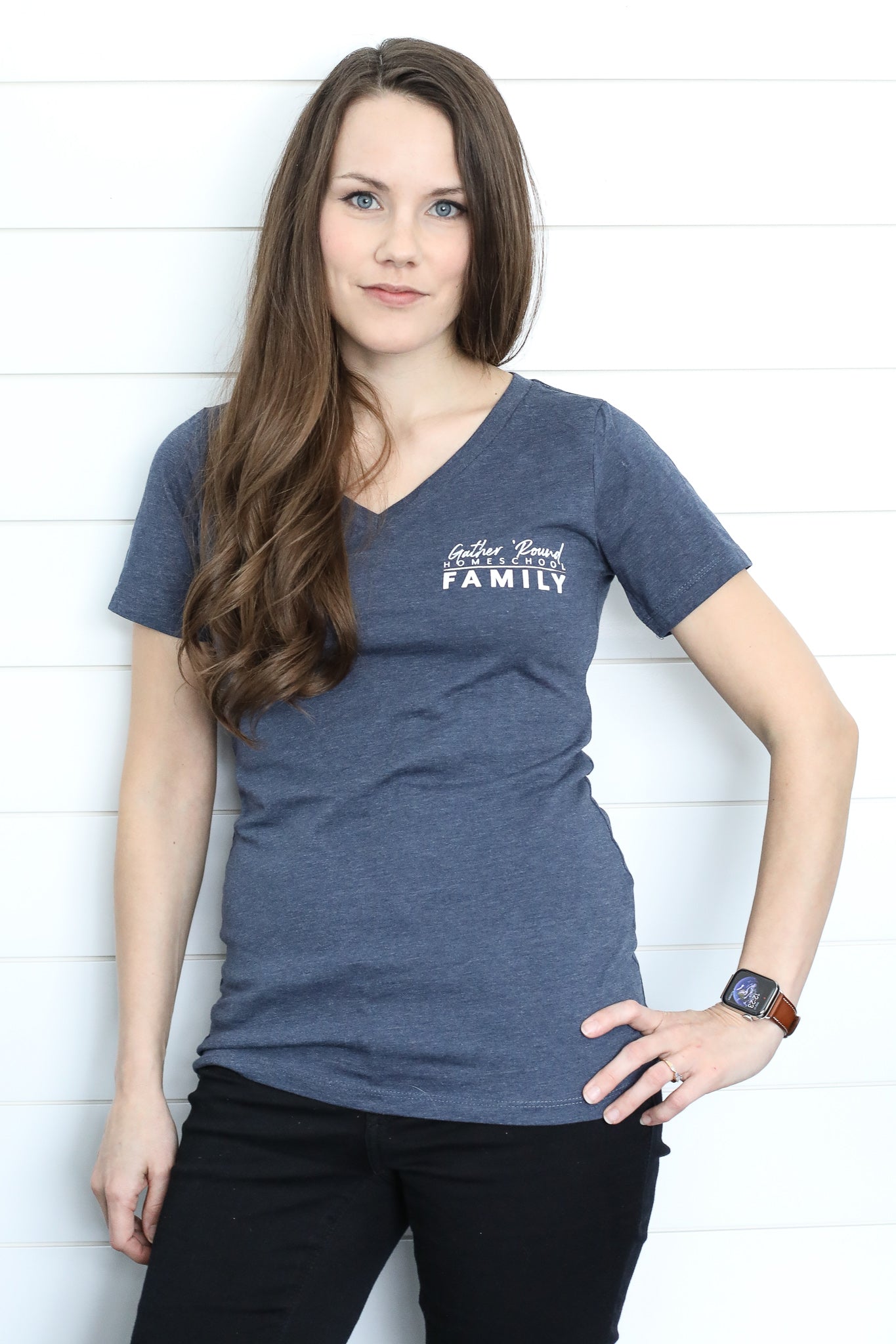 Gather 'Round Ladies V-Neck T-Shirt (NAVY)