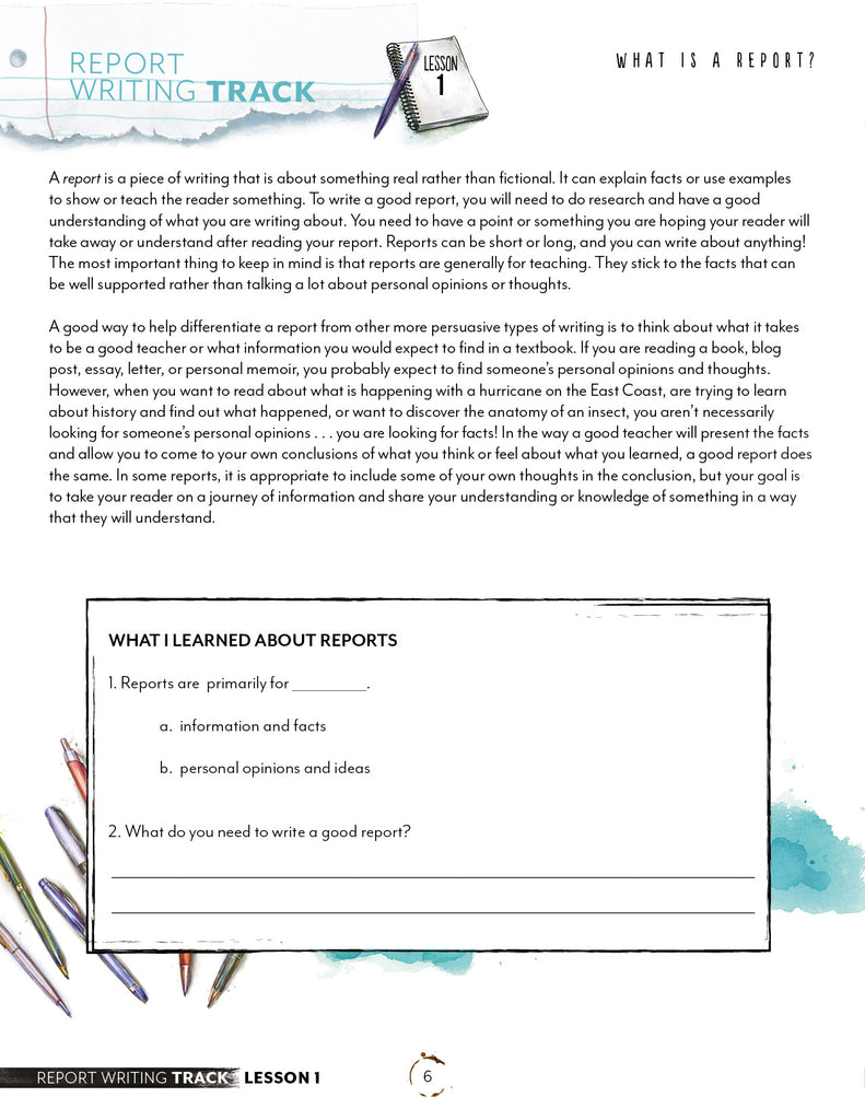 Report Printed Writing Track – Gather 'Round Homeschool USA