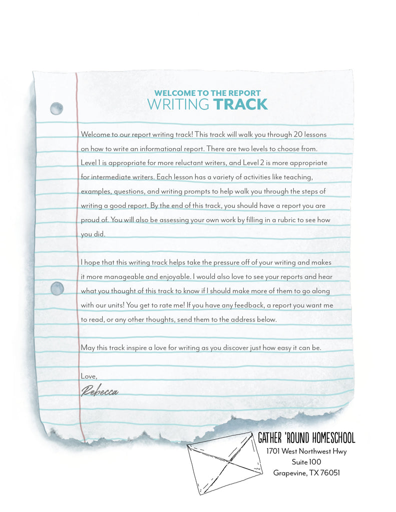 Report Printed Writing Track – Gather 'Round Homeschool USA