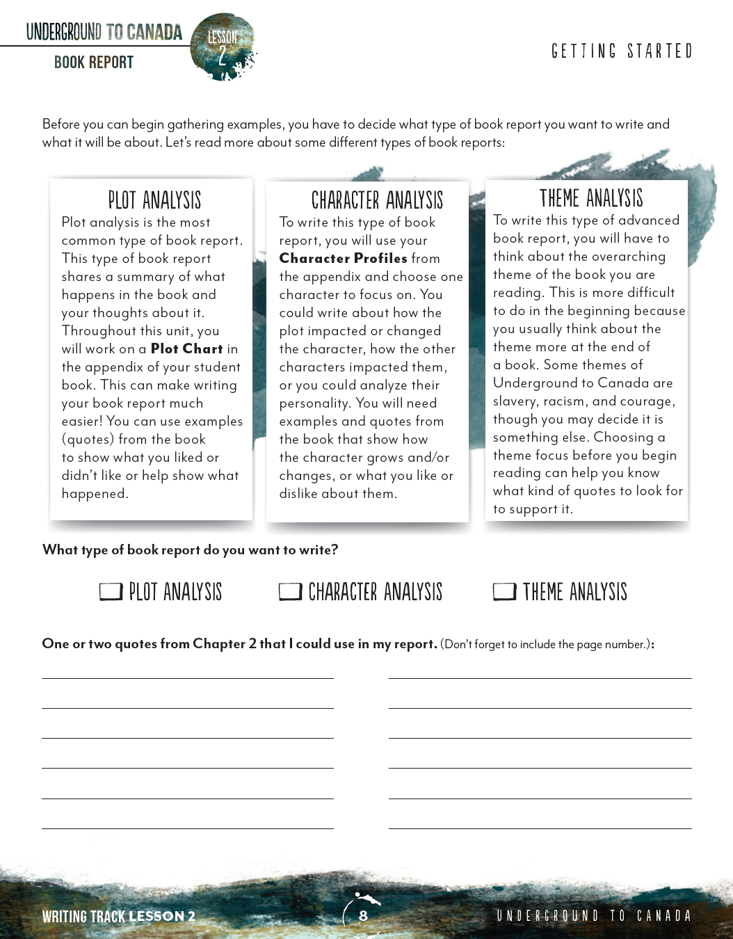 Underground to Canada Book Report Writing Track (Digital Download)