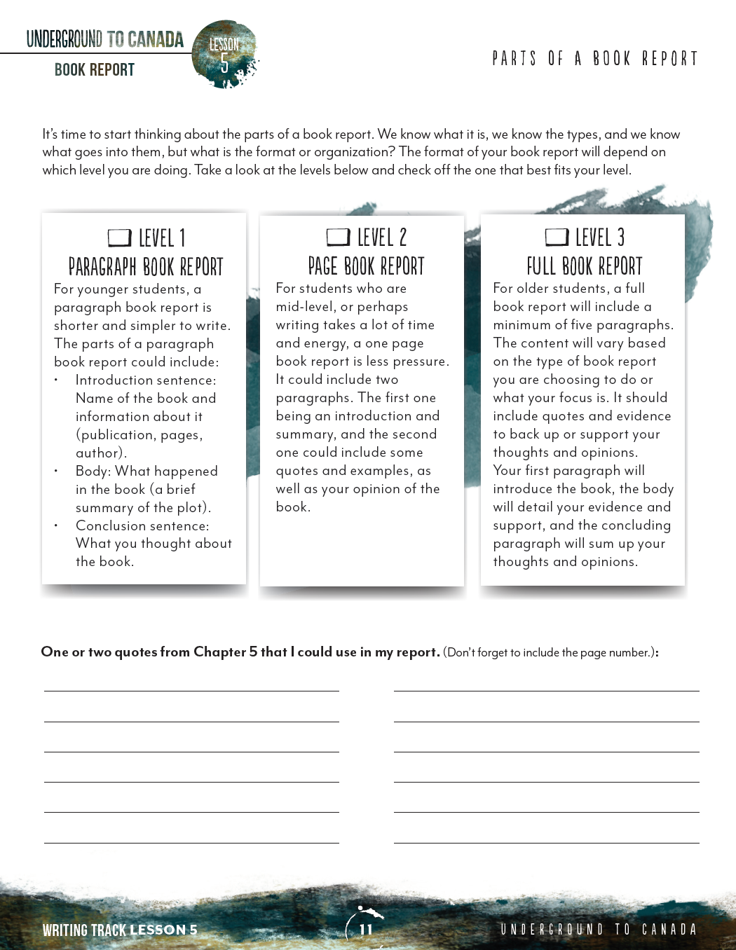 Underground to Canada Book Report Writing Track (Digital Download)